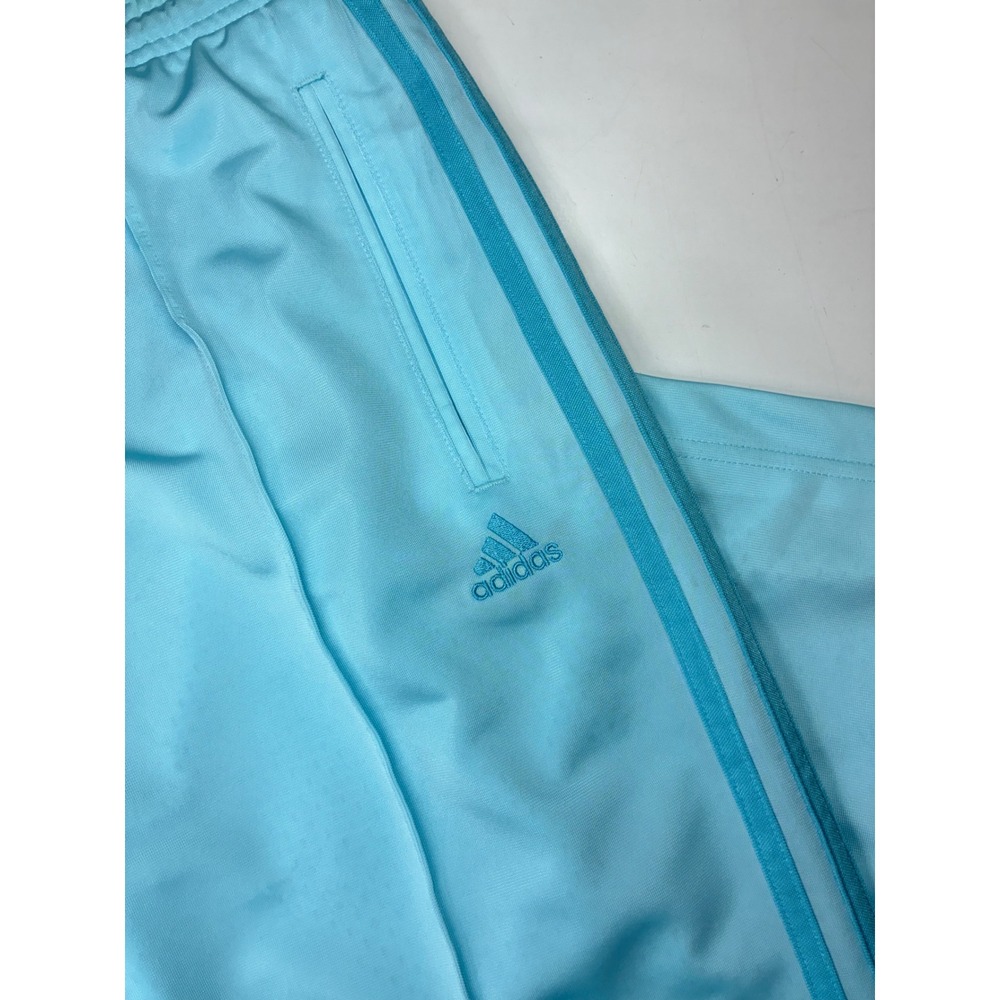 Adidas Womens Light Blue Three Stripe Track Pants Large Pastel Blue Sporty Y2K L - Picture 5 of 10